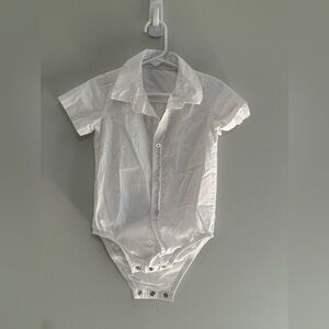 Toddler white short sleeve button up onesie size 2